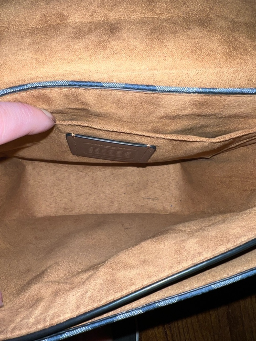 Coach Kleo 23 Navy Blue Canvas Brown Signature Chambray Shoulder Crossbody Bag - Picture 9 of 14